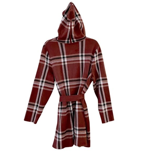 Tahari 3/4 Length Plaid Sweater Wrap Cardigan Women's XL | Rust & Brown | EUC - Picture 3 of 12